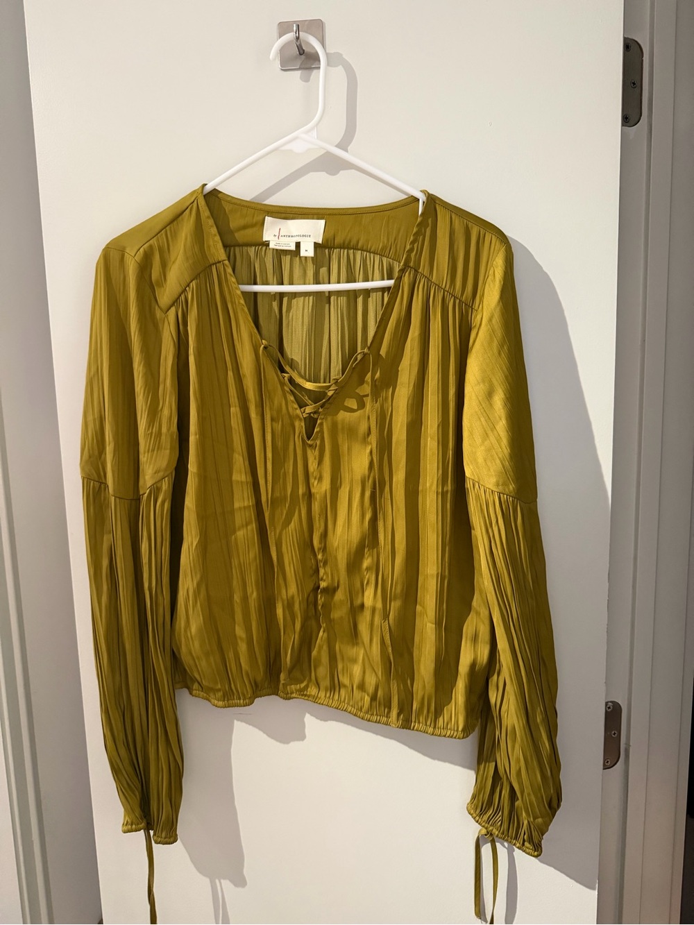 Anthropologie Olive Lace-Up Peasant Blouse